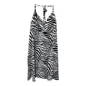 Express Black White Zebra Pattern Halter Dress-‎ New with Tags